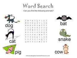 Here is the answer for: Animal Word Searches