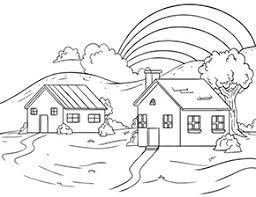 Ausmalbild Regenbogen Hinter Hausern In 2020 Ausmalbilder Zum Drucken Ausmalbilder Ausmalen