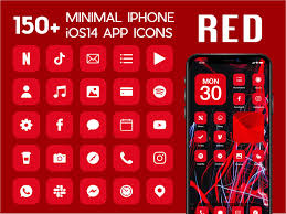 Ios Red App Icons 230 Bright Red Minimal Ios 14 Modern Icon Etsy App Icon Themes App Iphone App Design