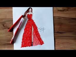 How To Draw Chiffon Dress Youtube Red Dress Dresses Chiffon Dress