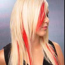 Peek A Boo Highlights Blonde Hair Red Streaks Hair Highlights Blonde Hair With Red Streaks