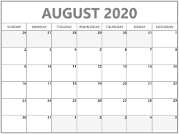 August 2020 Calendar Excel For Time Management Printable Calendar In 2020 Printable Calendar Design Printable Blank Calendar Calendar Printables