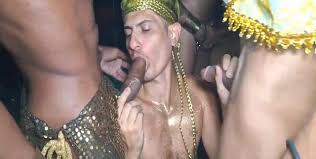 Pervy Brazilian dudes suck and ride dicks in huge carnival gay orgy