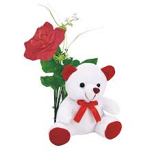 Cute flower periwinkle and branch with leaves foliage decoration vector illustration outline desing cute flower periwinkle and. Buy Family Shoping Artificial Cute Small Teddy And Rose Flower Red 1 Teddy And1 Rose Flower Online At Low Prices In India Amazon In