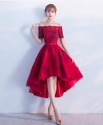 Red Off The Shoulder Prom Dresses Short Sleeve High Low Homecoming Dresses Jjs 3365 Sexybri Burgundy Homecoming Dresses Asymmetrical Prom Dress Pretty Dresses