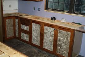 Kitchen Cabinets Wormy Chestnut With Poplar Bark Facing Walls And Backsplash Not Installed Here Cabinet Wormy Chestnut Home Decor