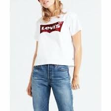 Will the sequins tee make you itchy? Levis Womens Jeans Sequin The Perfect T Shirt Housemark Bright White Red Batwing Ebay