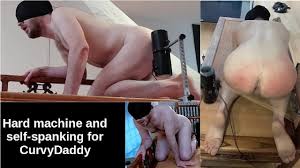 Hard machine and self spanking for CurvyDaddy - straight guy wants a master