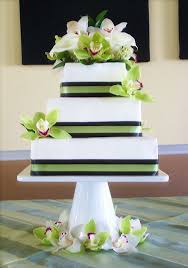Black And Green Wedding Cake Green Orchid Wedding Cake Square Wedding Cakes Orchid Wedding Cake Wedding Cakes With Cupcakes Square Wedding Cakes
