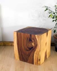 End Table Cube 18 Natural Wood Furniture Kan Thai Decor Natural Wood Furniture Wooden Cubes Log Furniture