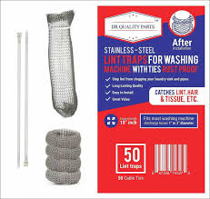 50 Lot Washing Machine Lint Traps Snare Filter Screen Stainless Steel Mesh  Ties - Redstag Supplies