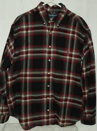 Black And Grey Flannel Shirt Polo Ralph Lauren Ls Classic Fit Flannel Shirt Black Red Gray Mens Size 2xb Big Poloralphlauren Butto Polo Ralph Lauren Mens Polo Ralph Lauren Workout Shirts