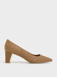 Free shipping & exchanges, and a 100% price guarantee! Camel Textured Chunky Heel Pumps Charles Keith Kh