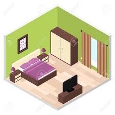 Pajama party isometric composition with view of bedroom interior with female friends having fun on bed illustration. Bedroom Isometric Interior With Furniture Vector Illustration Royalty Free Cliparts Vectors And Stock Illustration Image 62013177