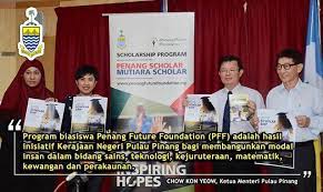 Kerajaan pulau pinang hari ini mengumumkan bayaran bantuan khas kewangan (bkk) setengah bulan gaji atau minimum rm1,000 kepada 4,009 penjawat awam di negeri ini. Program Biasiswa Penang Future Chow Kon Yeow æ›¹è§€å‹ Facebook