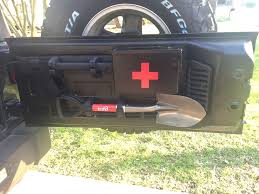 Jeep Wrangler Tailgate Shovel Hatchet First Aid Storage Jeep Wrangler Jeep Wrangler Tj Accessories 1997 Jeep Wrangler