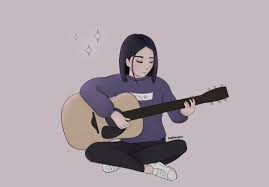 Guitar Aesthetic Girls Cartoon Art Lonely Art Guitar Illustration