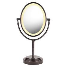 oiled bronze double sided lighted mirror
