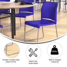 Flash Furniture RUT-238A-BL-GG Stacking Chair w/ Blue Polypropylene Seat &  Silver Frame
