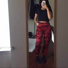 I want to wear these pants every day for the rest of my life, i love them so much. Pants Jumpsuits Red Black Camo Cargo Pants Poshmark