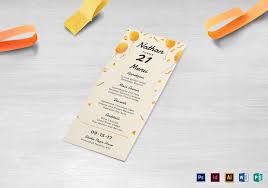 Free dinner party menu templates online by designhill. Birthday Party Menu Design Template In Psd Word Publisher Illustrator Indesign