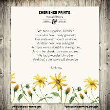 We Had A Wonderful Mother Cherished Prints Wonder Funeral Memorial Prints