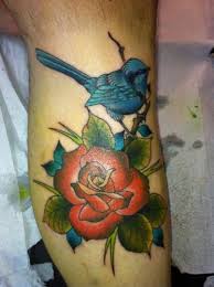 Blue Bird And Rose Tattoo Blue Wren Bird Tattoo Sleeves Vintage Bird Tattoo Tattoos