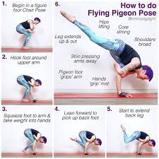 How To Do Flying Pigeon Pose Warm Up Well Before Giving This A Go Focus On Your Wrists Hips Core Flying Pigeon Pose Pigeon Pose Advanced Yoga
