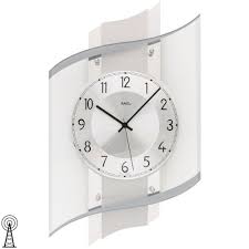 ams 5516 wanduhr funk funkwanduhr analog silbern mit glas modern hohe ca 48 cm wanduhren spiegel wanduhr wanduhr