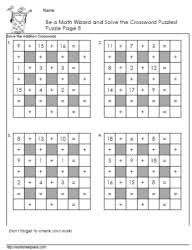 Third grade crossword worksheets and printables. Addition Crossword Puzzles Worksheets