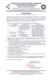 Check spelling or type a new query. Pengumuman Uji Kesehatan Pemeriksaan Bebas Narkoba Dan Verifikasi Berkas Bagi Peserta Sipenmaru Jalur Umum Yang Lulus Tahap I Uji Tulis Politeknik Kesehatan Kementerian Kesehatan Palembang