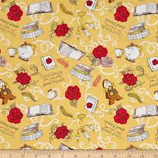 Disney Beauty And The Beast Friends Gold From Fabricdotcom From Disney And Lice Beauty And The Beast Bedroom Cartoon Wallpaper Iphone Wallpaper Iphone Disney
