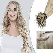 18 Ash Blonde Nano Tip Ring Hair Extensions 50g Length 20 Straight Hair Human Hair Extensions Tape In Hair Extensions