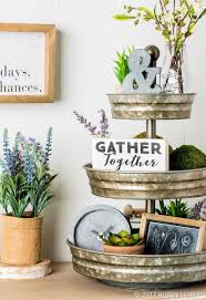 Elevate Your Decor With A Styled 3 Tier Tray Combine Greenery With A Mix Of Eye Catching Objects Tray Decor Tiered Tray Decor Country House Decor
