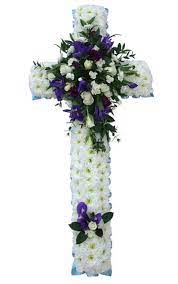 Funeral flowers, sympathy flowers, funeral flower arrangements from san francisco funeral flowers.com. Funeral Flowers Funeral Cross White Purple