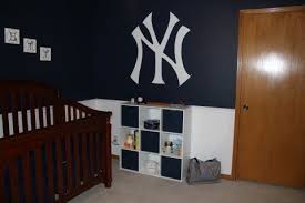 New York Yankee Logo Wall In Emmett S Room Yankee Room Yankee Bedroom Ny Yankees Nursery