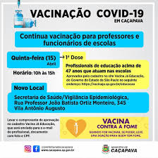 Para aqueles que preferirem agilizar o atendimento é possível realizar antes o cadastro no site vacina já (vacinaja.sp.gov.br). Vigilancia Altera Posto De Vacinacao Para Professores Nesta Quinta Feira 15 De Abril Prefeitura De Cacapava