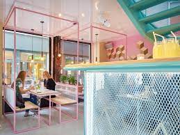 Pny A Burger Resto In Le Marais Reminiscent Of 80s Miami Cafe Interior Design Paris Cafe Interior Restaurant Design