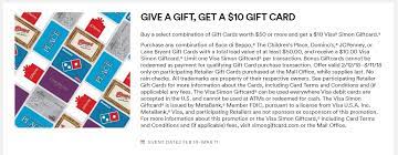 We did not find results for: Expired Simon Mall Purchase 50 In Third Party Gift Cards Get 10 Visa Gift Card Domino S Children S Place More Doctor Of Credit