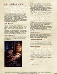 Subclass Wizard Arcane Tradition School Of Lore Mastery Focus On A Flexible Spell List Not Pseudo Me Dungeons And Dragons Homebrew Dnd Classes Dnd Wizard