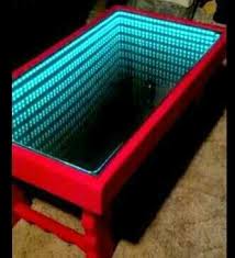 Candy Apple Red Infinity Mirror Coffee Table With Remote Controlled Led Lighting Led Infinity Mirror Mirrored Coffee Tables Custom Coffee Table