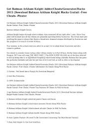We did not find results for: Get Batman Arkham Knight Adder Cheats Generator Hacks 2015 Download