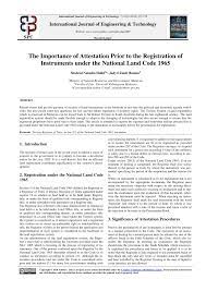 National land code (act no. Pdf The Importance Of Attestation Prior To The Registration Of Instruments Under The National Land Code 1965
