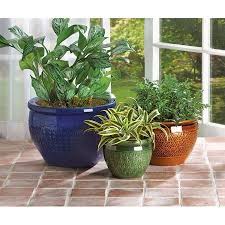 Ceramic Flower Pot Jewel Tones Set Of 3 Walmart Com Outdoor Flower Planters Indoor Flower Pots Large Flower Pots