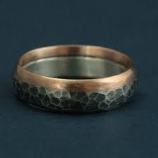 Two Tone Hammered Bandrevolution Ring14k Rose Gold And Etsy Mens Silver Wedding Bands Mens Wedding Bands Oxidized Silver Rings