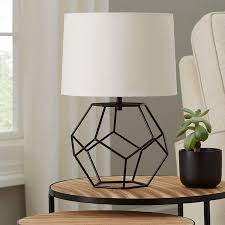 These seem like living room lamps to me, not bedside table lamps….???? Mainstays Black Cage Metal Base Table Lamp With Shade 16 H Walmart Com Metal Table Base Lamp Black Lampshade