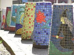Ceramic Tile Mosaic Bollards Glasgow Scotland Mosaic Art Fish Mosaic Mosaic