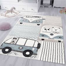 Um ihnen als kunde die wahl des richtigen produkts wenigstens ein wahl klein wenig leichter zu machen, hat unser testerteam. Kinderzimmer Teppich Pastell Blau Creme Fabel Tiere Auto Vimoda Homestyle