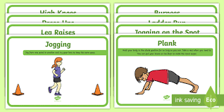 Print all the cards as a set or pick individual activities. Pe Fitness Station Activity Cards