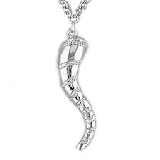 Men S Large Diamond Italian Horn Necklace In Sterling Silver Italian Horn Necklace Horn Necklace Italian Horn